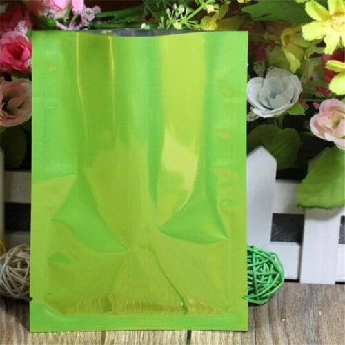 100Pcs/Lot Open Top Aluminium Foil Pouch Heat Seal Vacuum Bag For Food Tea Snack Candy Storage Package Mylar Flat Green 6x9cm
