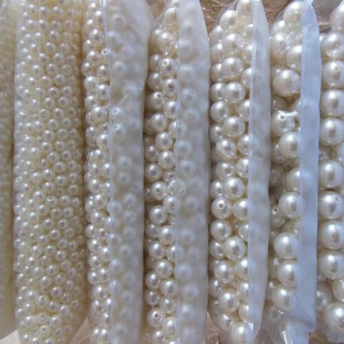 Straight hole hole pearl piece Hair Accessories wholesale diy imitation pearls DIY phone beauty essential 3mm-20mm 500g