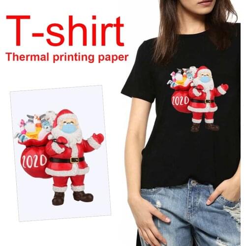 5pc Christmas Vinyl Heat Transfer Santa Claus Clothes Decoration Iron On DIY Garment Film Silhouette Paper Art T-shirt Printed
