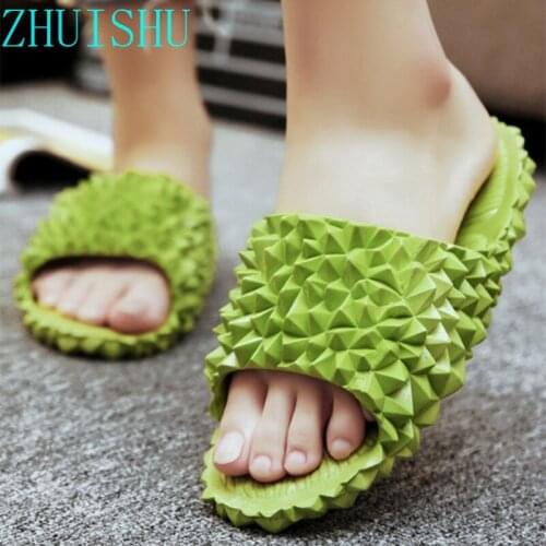 Sandals and Slippers Ladies Summer Home Interior Personality Durian Word Drag Soft Bottom Plastic Home Bathroom Slippers