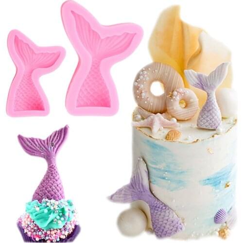 Mermaid Tail Silicone Mold Baby Birthday Cake Decorating Tools Cupcake Topper Fondant Molds Polymer Clay Candy Chocolate Moulds