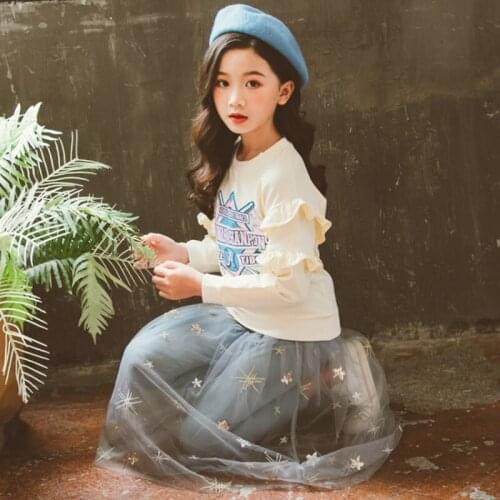 2019 spring kids clothes girls clothing set cotton sweatshirt+sequin culottes 2pcs suit children clothes teenage girls outfits