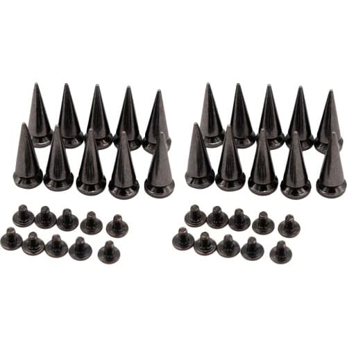 20 Sets 25mm Cone Screw Back Metal Studs Bags Leathercraft Rivets Black
