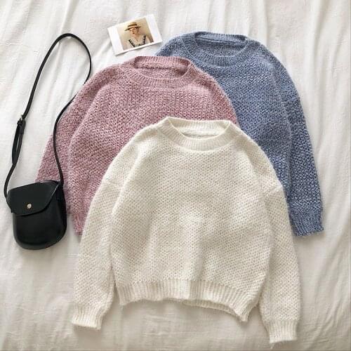 Womens Sweater Knitted Casual Solid Harajuku Streetwear Pullover Oversize Dropshipping Tops Long Sleeve Korean Fashion Clothing