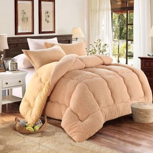 Winter Patchwork Duvet Lamb Wool Warm Comforter Camel Cotton Quilt Thicken Blanket King Queen Size Single Double Cashmere