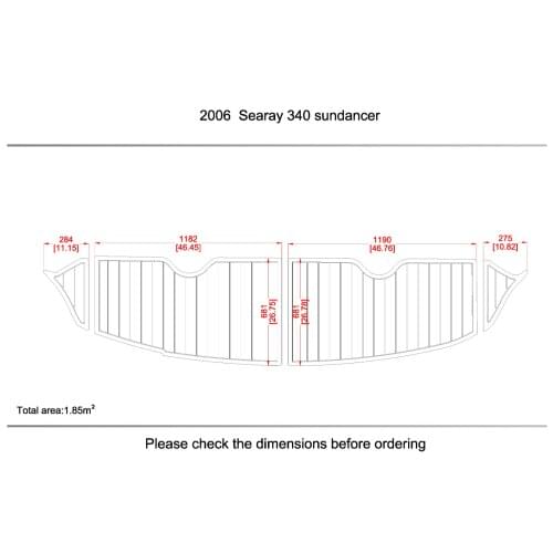 2006 Sea Ray 340 Swim Platform Pads 1/4" 6mm EVA Teak Decking Non-slip mat