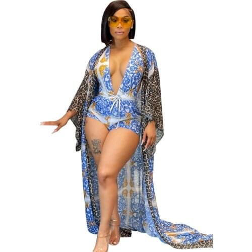 3pcs Women Purple Leopard Print Bikini Set Swimwear Long Sleeve Kimono Cover Up Cardigan Beach Bathing Dress Swimsuit Sets