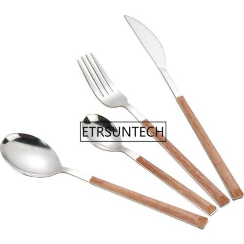 4Pcs/set Flatware Stainless Steel Tableware Insulated handle Steak Knife Fork Spoon Dinner Western Food Cutlery Set 20set/lot