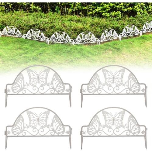 4PCS Garden Fence Border Plastic White Butterfly Picket Fence Garden Border Edging Disassembled Garden Lawn Plant Border Fence