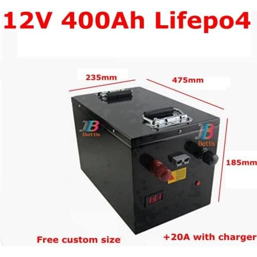 12.8v 12V 400AH Lifepo4 battery With LCD BMS 4S for golf cart EV Solar Storage backup power boat Tricycle light +20A charger
