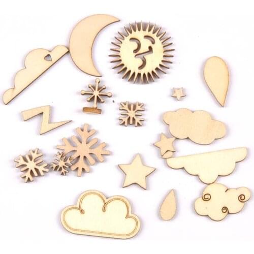 20Pcs/set Wood Handicraft sun/snow/rain DIY Wooden Crafts Scrapbookings Accessories Embellishment decorations 10-30mm MT1930