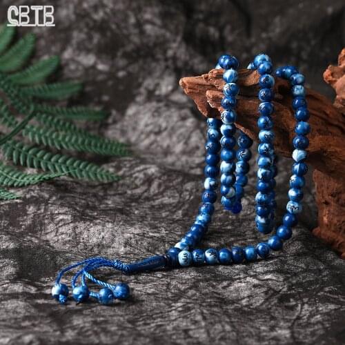 8mm New Fashion Muslim Hand String Rosary Tassel Pendant Bracelet Special Commemorative Prayer Bracelet for Islamic Worship