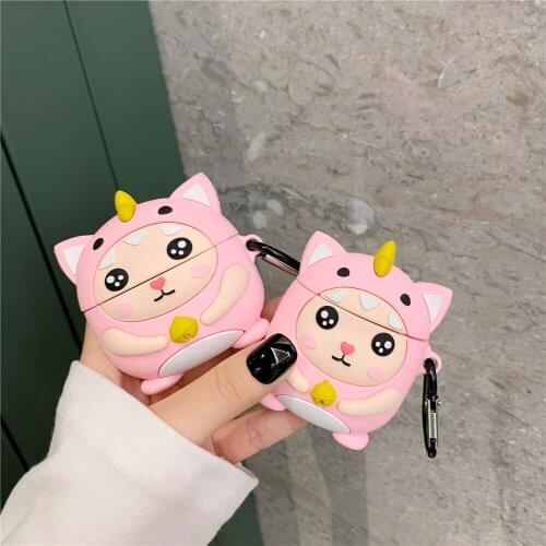 For AirPod 2 Case 3D cute Cartoon dinosaur girl Soft Silicone Bluetooth Earphone Cases For Apple Airpods pro Cover box Funda