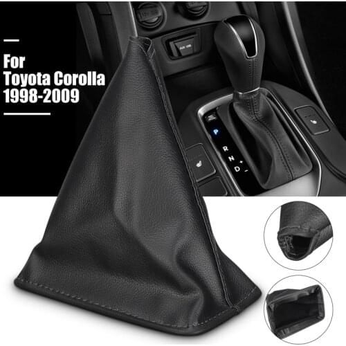 Black Gear Stick PU Leather Gear Shift Collars Gaiter Boot Cover For Toyota Corolla 1998 1999 2000 2001 2002 2003 - 2009