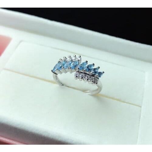 Fine natural Topaz ring 925 silver Fine Jewelry Gift For women‘s ring size 2*4mm 1.4CT