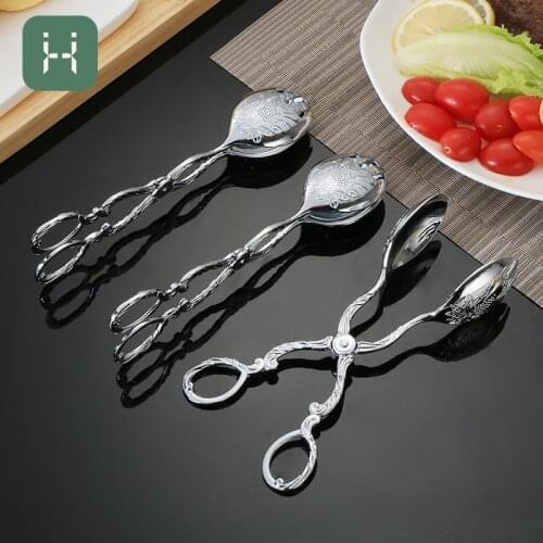 Kitchen Gadgets Foods Clip Zinc Alloy Bread Clamp Embossed Tong Upscale Serving Food Tools For Pastry BBQ Pasta Fried Steak