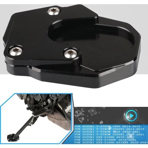 Motorcycle Kickstand Side Stand Extension Enlarger Pad Plate For SUZUKI GSX-S 1000 Katana GSX-S1000 GSX-S1000F 2015-2020 2021