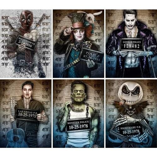 5D DIY Diamond Painting Horror Movie Marvel Criminal Photos Full Square Round Embroidery Mosaic Set Cross Stitch Home Decor Gift