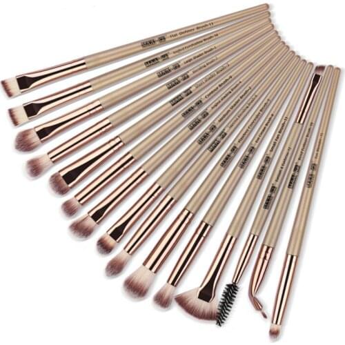 New Womens Fashion Brushes 15 PC Wooden Foundation Cosmetic Eyebrow Eyeshadow Brush Makeup Brush Sets Tools Pincel Maquiagem