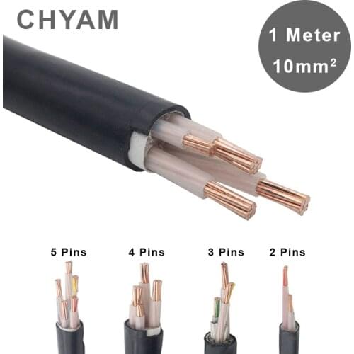 One Meter Hard Wire 2/3/4/5pins 10mm2 Power Cable DIY Connect Copper Core Three-phase Four-wire 10 Square YJV-0.6/1KV