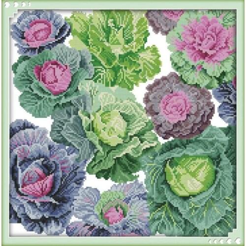 Oneroom Cabbage Beautiful Printed on Canvas DMC Counted Chinese Cross Stitch Kits printed Cross-stitch set Embroidery Needlework