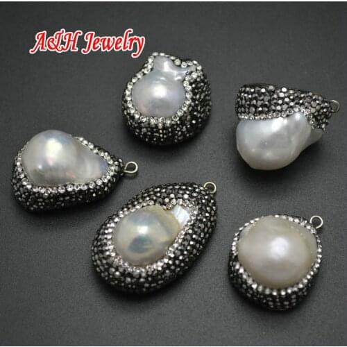 New Fashion Baroque Style Natural Freshwater Pearl Single Loops Pendant For Jewelry Making DIY Charms 5pc/lot