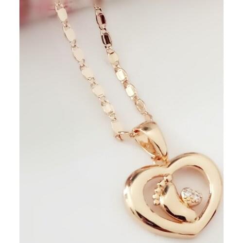 Attractive Women Pendants New Fashion 585 Gold Color Jewelry Cute Cubic Zircon Feet Shape Necklaces & Pendants