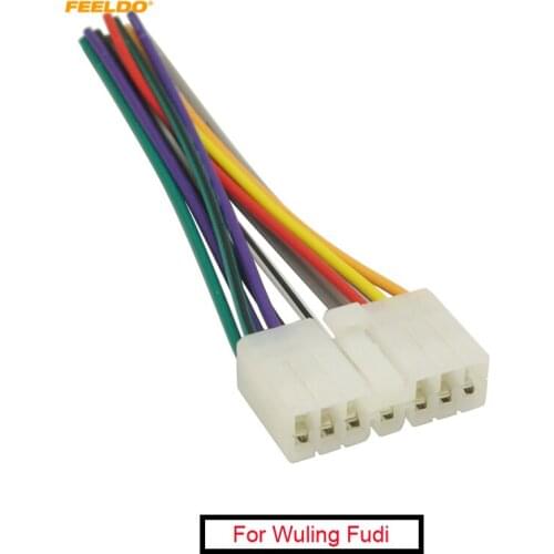 FEELDO 10Pcs Car Audio CD/DVD Stereo Wiring Harness Adapter Plug for Wuling Fudi Factory OEM Radio Wire Cable #AM3036