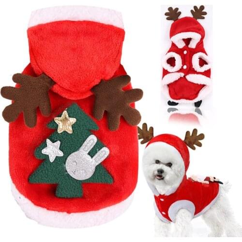 Small Medium and Big Dog Christmas Pet Supplies Clothes Cat Cotton Clothing Funny Autumn and Winter Coat Elderly Elk Mascot