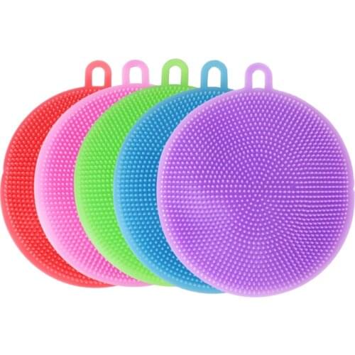 1PCS Silicone Cleaning Brush Dishwashing Fruit Vegetable Kitchenware Brushes Sponge Scouring Pads Tools Kitchen Accessories