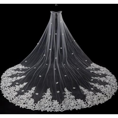 2020 Ivory White 3 Meters Wedding Veils appliques Bridal Veil Wedding Accessories Bride Wedding Veil in Stock