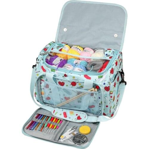 Knitting Woolen Yarn Storage Bag With Inner Divider Yarn Tote Organizer Knitting Tool Holder For Wool Crochet Hooks Needle