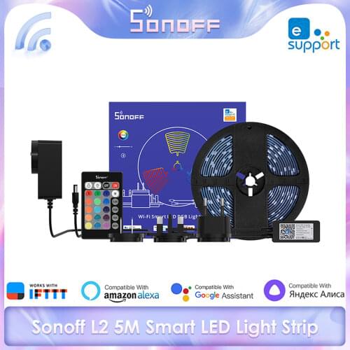 SONOFF L2 5M EU/US/UK Smart WiFi+BLE LED Light Strip RGB Dimmable Flexible Strip Ewelink Remote Control Support Alexa GoogleHome