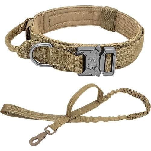Military Army Dog Collar Leash Adjustable Tactical Collars Control Handle Training Hunting Pets Accessories Medium Large Breed