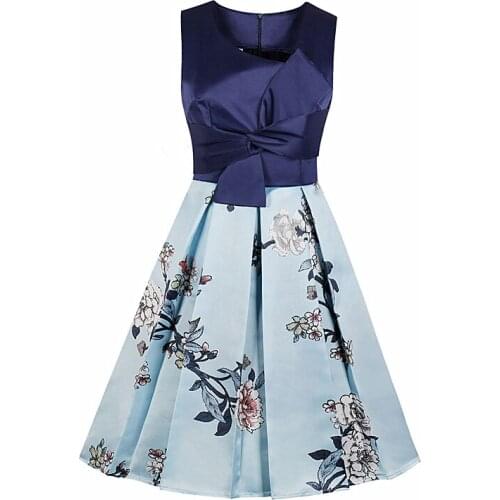 2019 Spring New Fashion Womens Explosion Temperament Half Open Collar Sleeveless Sexy Print Dress