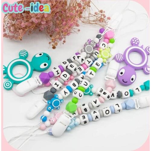 Cute-Idea 1set PC Pacifier Chain Silicone Teethers Baby Teething Personalized Name DIY Toddler Toy Rodent Accessory Baby Product