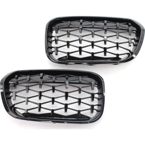 1 Pair Gloss Black Kidney Front Grille Auto Racing Grille for BMW 1 Series F20 2015-2017 Modified Racing Grills