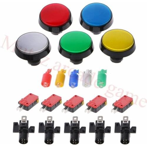 1PC 12V Illuminated button Red Blue White Green Yellow LED Light Lamp 60MM Big Round Arcade Game Player Push Button Switch