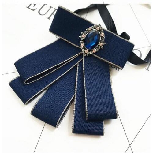 10Pcs Ribbon Tie Bow Brooch Fabric Crystal Flower Pins And Brooches Accessories Ladie Bowtie Broaches Pin Badge For Women Men