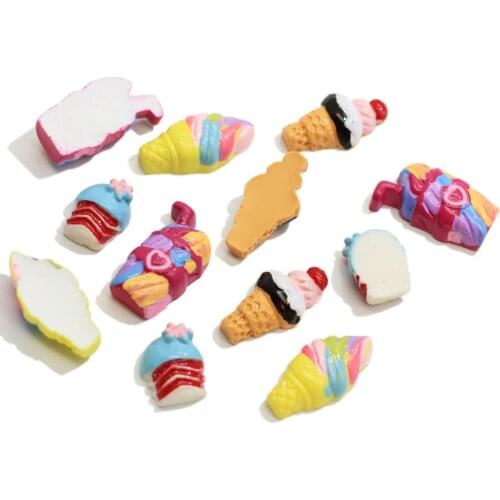 100/50 pcs Resin Simulation Ice Cream Resin Flat Back Cabochons For Phone Decoration Scrapbooking DIY
