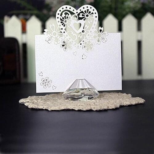 100pcs Clear Diamond Card Holder Crystal Place Card Holder For Party Event Table Decoration Wedding Favors And Gift ZA1233