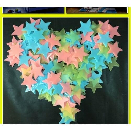 100PC Kids Bedroom Fluorescent Glow In The Dark Stars Glow Wall Stickers Stars Luminous luminous glow sticker