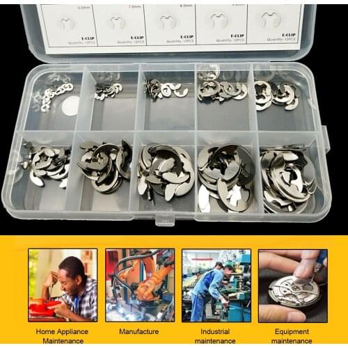 120PCS Stainless E Shape Clip Circlip Pin Retaining Snap Ring Assorted Kit 1.5mm-10mm Portable