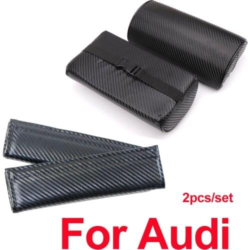 2pcs Car Styling Car Headrest Carbon Fiber Leather Seat Belt Pad ing Pillow Rest Neck Support For A1 A2 A3 A4 A5 A6 A7 A8 Q1 Q3