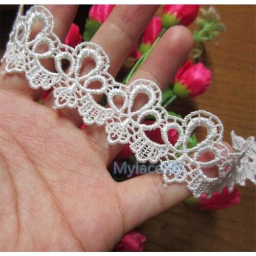 3 yards/Lot 30mm Soluble Polyester Flower Embroidered Lace Trim Ribbon Fabric Handmade DIY Sewing Supplies Craft Decoration