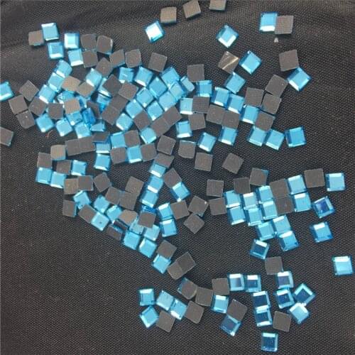 50pcs 4*4mm Crystal Blue Iron On Hotfix Rhinestones Special-shaped Hot drilling Flatback Square Beads Iron On Hot Transfer DIY