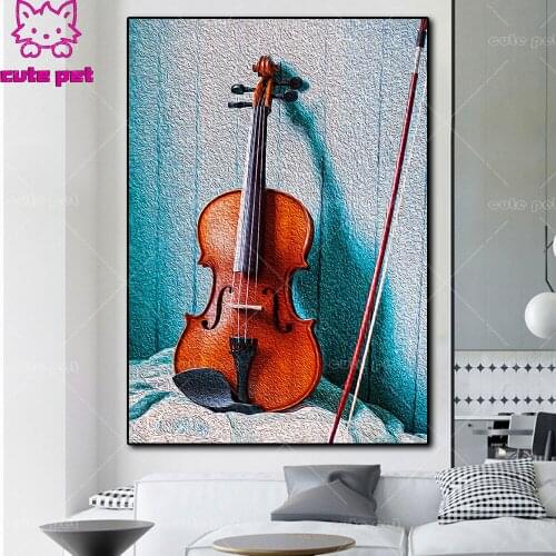 5D Diamond Painting Violin musical instrument Kits Handmade Needlework DIY Diamond Embroidery puzzle Mosaic Rhinestone Decor