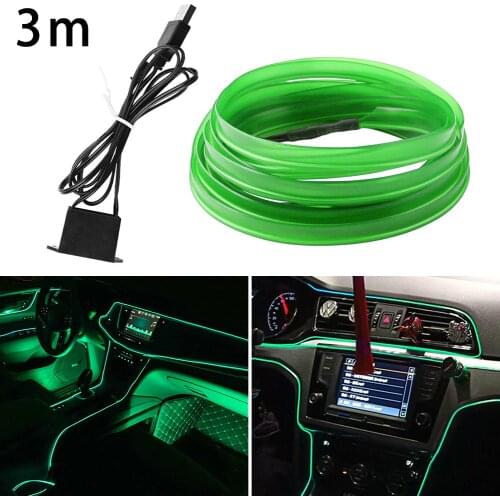 9.8FT Green Car Interior Atmosphere Wire Strip Light LED Decor Lamp Accessories Cool Light Strip