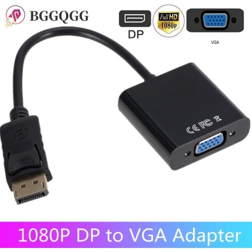 BGGQGG DisplayPort Display Port DP to VGA Adapter Cable Male to Female Converter for PC Computer Laptop HDTV Monitor Projector