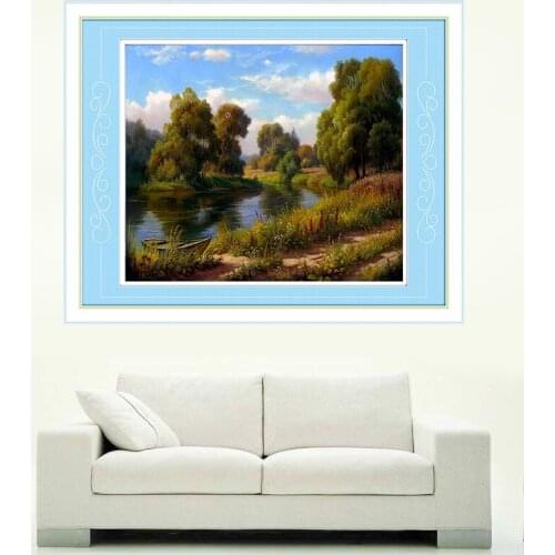 Diamond Embroidery Diy Diamond Painting Cross Stitch Kits Diamond Mosaic Water boat forest Full Square Diamond Embroider CS025